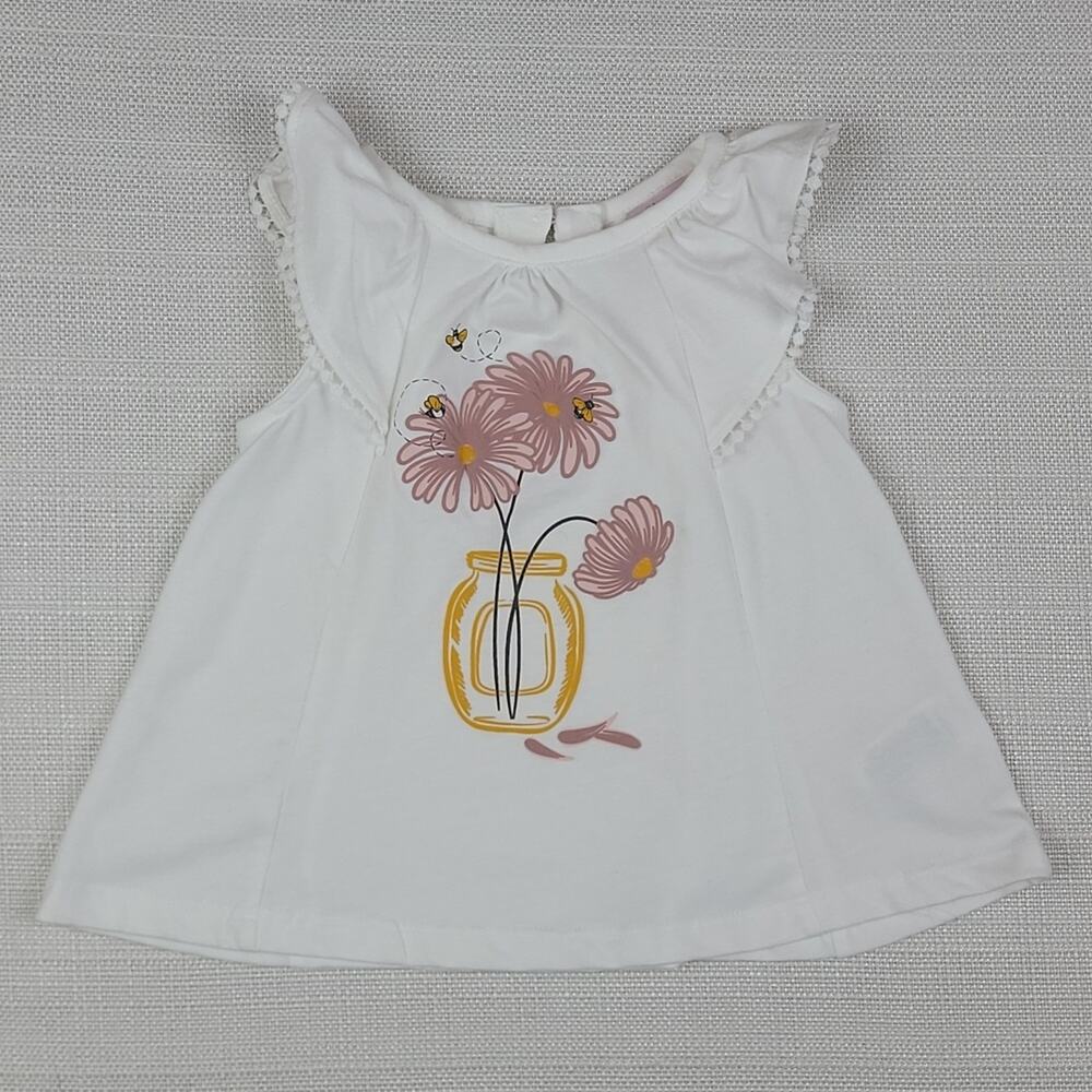 Savannah‎ organic white summer top 12-18M